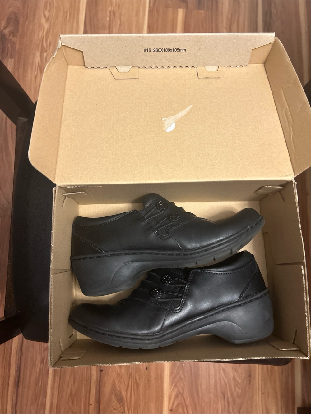 Clarks Channing Haley black leather cuir noir shoes Clark’s women’s 6M